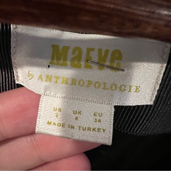 Anthropologie Maeve Embroidered Lace Dress Black Mini Long Sleeve Cocktail - Picture 5 of 10